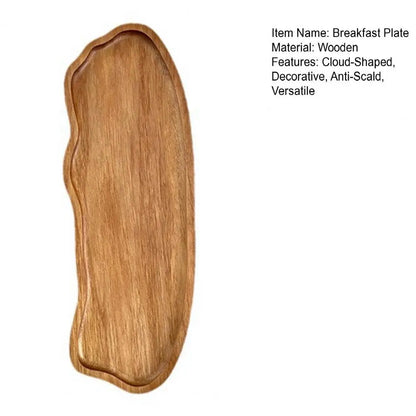 Wooden Tea Tray Cloud Shape Fruit Dessert Candy Plate Retro Tea Coffee Cup Breakfast Plate Decorative Jewelry Cosmetic Organizer.
