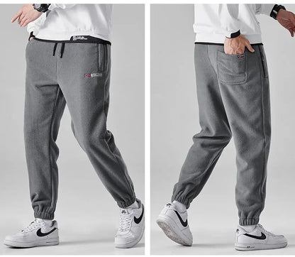 Men's Wool Sweatpants 2024 Winter New Thickened Double-Sided Fleece Casual Trousers Jogger Men's Outdoor Down Cotton Warm Pants.