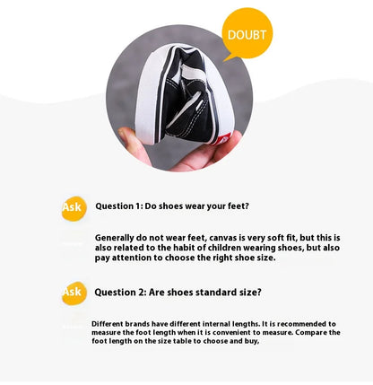 Children's Canvas Shoes Boys Board Shoes New Net Red Low Gang Middle and Large Children Baby Girls Board Shoes Parent-Child Shoe.