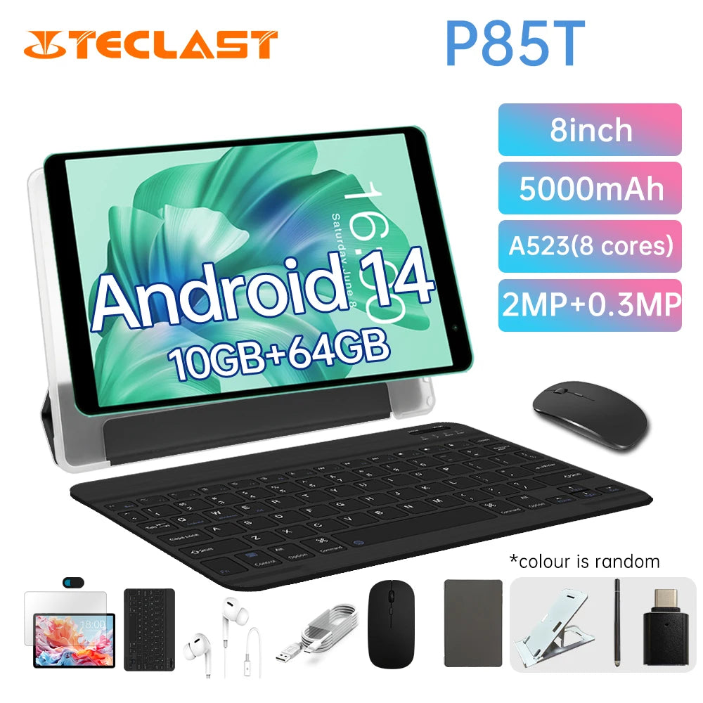 Teclast P85T 2024 Tablet Allwinner A523 8-core 1.8GHz/ 10GB(4GB+6GB) RAM/64GB ROM/8 Inch 800×1280iPS/WIFI5G/4G/5000mAh/Type-C/0.