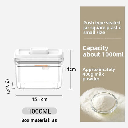 Square press storage tank sealed tank kitchen grains plastic candy jar fruit powder box transparent storage tank