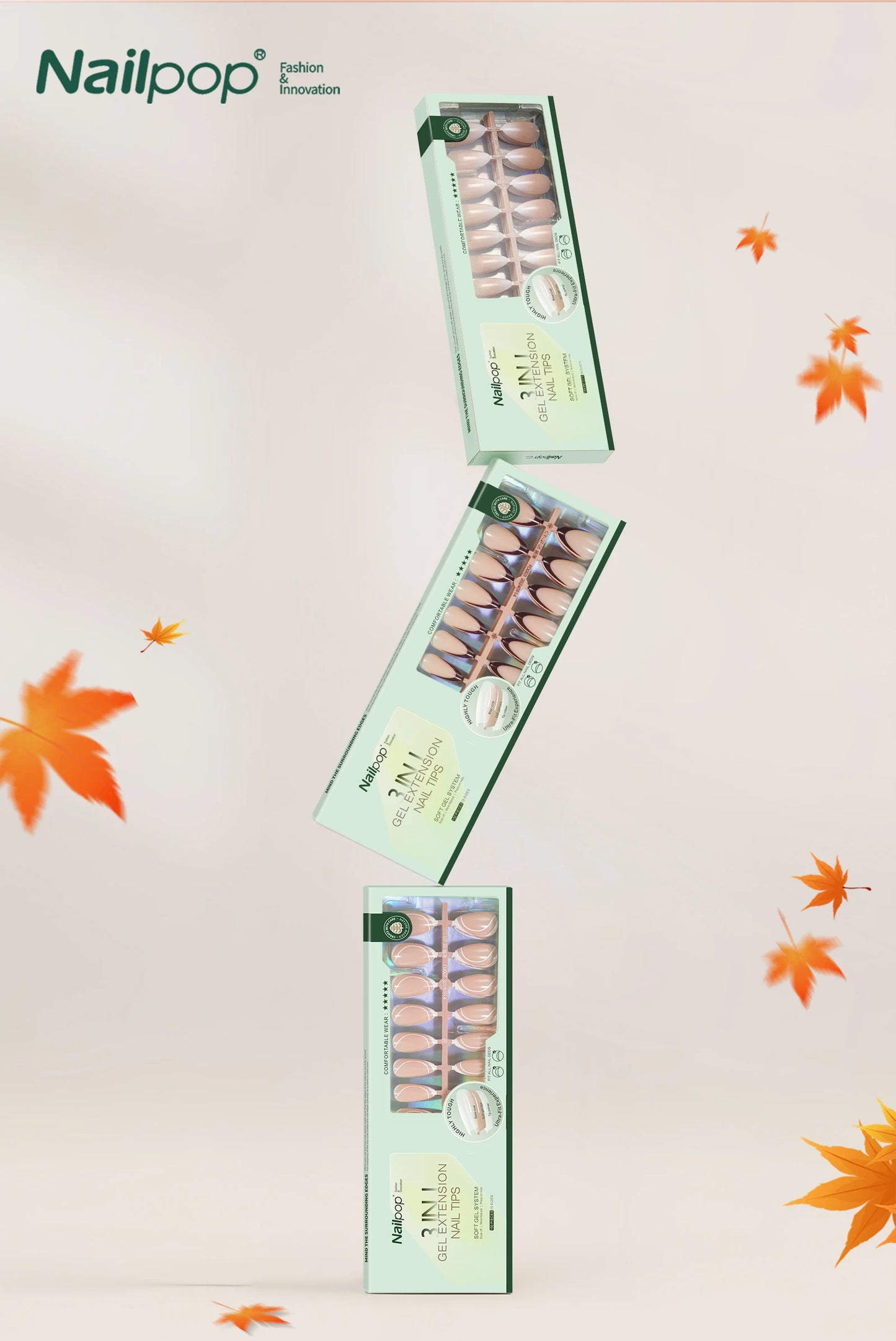 Nailpop 150Pcs French Gel Nail Tips Medium Almond Pre-Colored Press on Nails Skin Tones Soft Gel Nails False Nail Extensions.