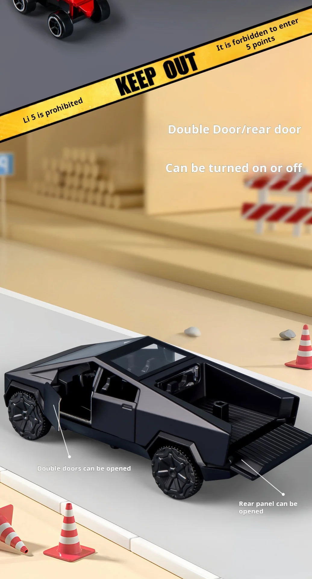 1:36 Cybertruck Toys Off Road Vehicle Die Cast Model Car Beach Motorcycle Hobby Collectible Birthday Gift For Boy.