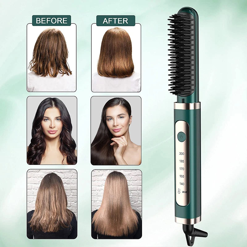 Electric Hair Straightening Brush Fast Heating Hot Comb Brush Negative Ion Hair Straightening Comb.