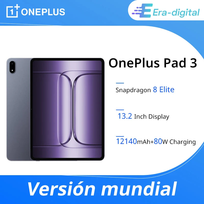 OnePlus Pad 3 Global Version Tablet Snapdragon 8 Elite 13.2" 144Hz Display 3.4K Resolution 8 Speakers Wi-Fi 7 Android 15.