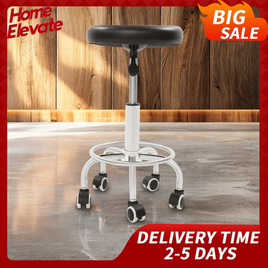 Verstellbarer Drehhocker mit 5 Rädern, 150 kg Fassungsvermögen, mobiler Rollstuhl, Büro, Salon, Labor, Garage, moderner ergonomischer Sitz