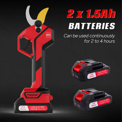 Professionelle Elektrische Gartenschere 25mm 2*1500mAh,2* 21v Lithium-Wiederaufladbar Akku Astschere, Rosenschere