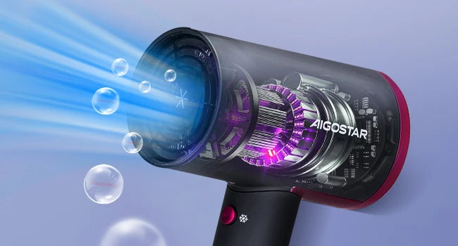 Aigostar Professional Hair Dryer, 2200W Hair Dryer, Negative Ion Technology, 2 Speed, 2 Heat and Cold Air Settings, Lightweight