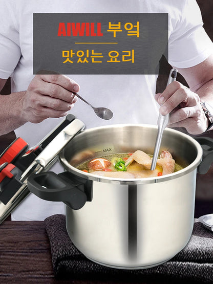 AIWILL 2L/6L/8L 3Gear Pressure Cooker 304 Stainless Steel Multifunctional Pressure-Limited Explosion-proof Quickly Cooking.