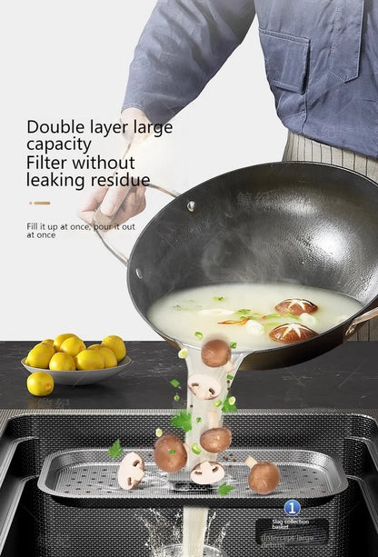 Stainless Steel Kitchen Sink Gray Household Large Single Slot Wash Vegetables and Dish Basin Multifunctional Dish Basin Sink