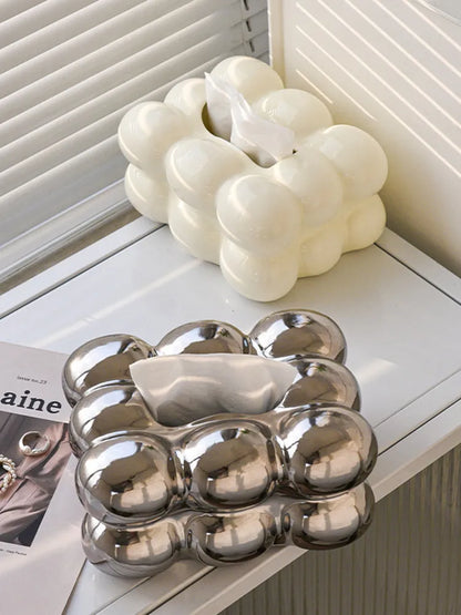 Geometry Tissue Box Cover Decorative Facial Tissue Holder Case Container for Bedroom Tissue Box Covers Rectangular Ceramic