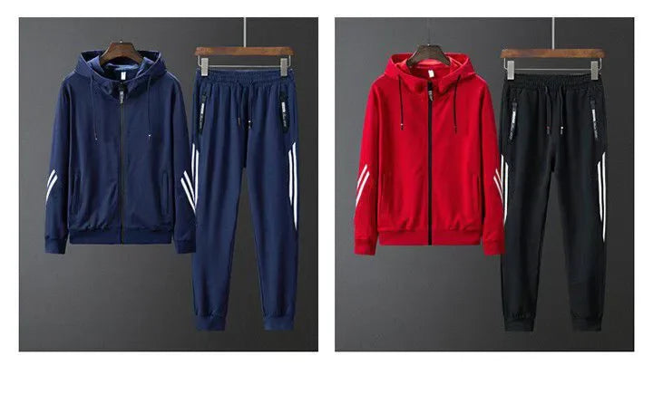 Herren Winter Trainings anzug Set einfarbige Hoodies und Kordel zug Jogging hose Loose Fit Freizeit Sportswear Anzug.