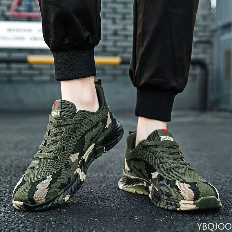 Mesh Camouflage Sportschuhe Herren Langlebige Freizeitschuhe Herren Anti Slip Tennis Outdoor Wandern Leichte Flache Schuhe Sneakers.