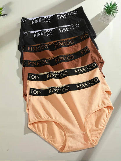 Finetoo 6Pcs/Set Women's Seamless Cotton Briefs Women Plus SizePanties Breathable Underwear Female Low Waist Soft Lingerie S-XXL