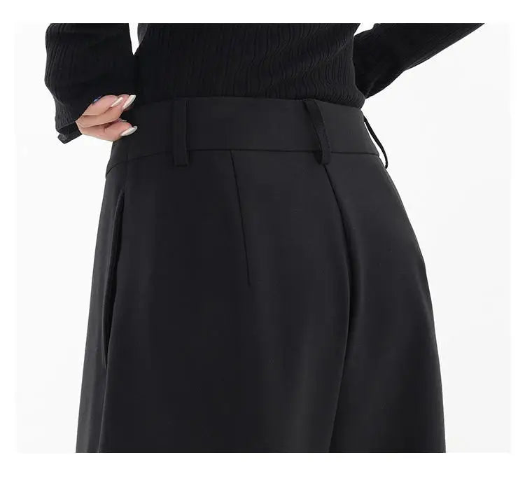 HOUZHOU Women Wide Suit Pants High Waist Gothic Japanese Style Baggy Black Trousers Irregular Straight Pants Casual Streetwear