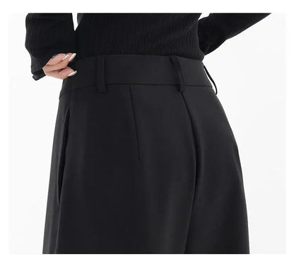 HOUZHOU Women Wide Suit Pants High Waist Gothic Japanese Style Baggy Black Trousers Irregular Straight Pants Casual Streetwear