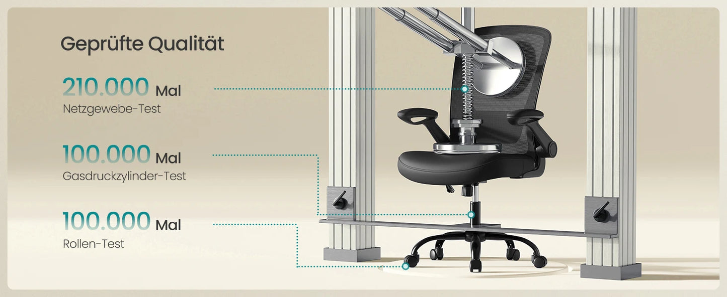 SONGMICS Bürostuhl, Schreibtischstuhl, Drehstuhl mit Netzspannung, ergonomisch, gepolsterte Lendenstütze, Wippfunktion