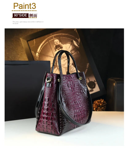 Genuine Leather Women Handbags New Tote Bag Fashion Crocodile Print Bucket Bag Retro Shoulder Messenger Bags Trend 2025