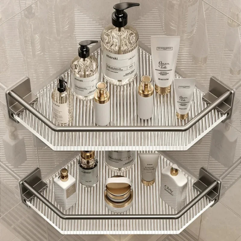 2PCS Badezimmer Acryl Regale Küche Lagerung Organizer Shampoo Regal Dusche Regal Bad Zubehör Kein Bohrer Lagerung Regal