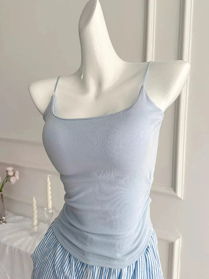 Einfarbiger Pyjama mit Brustpolstern, gestreifte Shorts für Damen, Sommer, dünne Leibchen-Shorts, Loungewear, großer Pyjama, zweiteiliges Set.