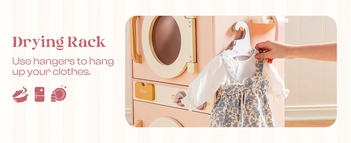 Robotime Robud Kids Corner Kitchen Playset Wooden Play Kitchen Set with Realistic Sound Pretend Play Gift for Boys Girls Pink.