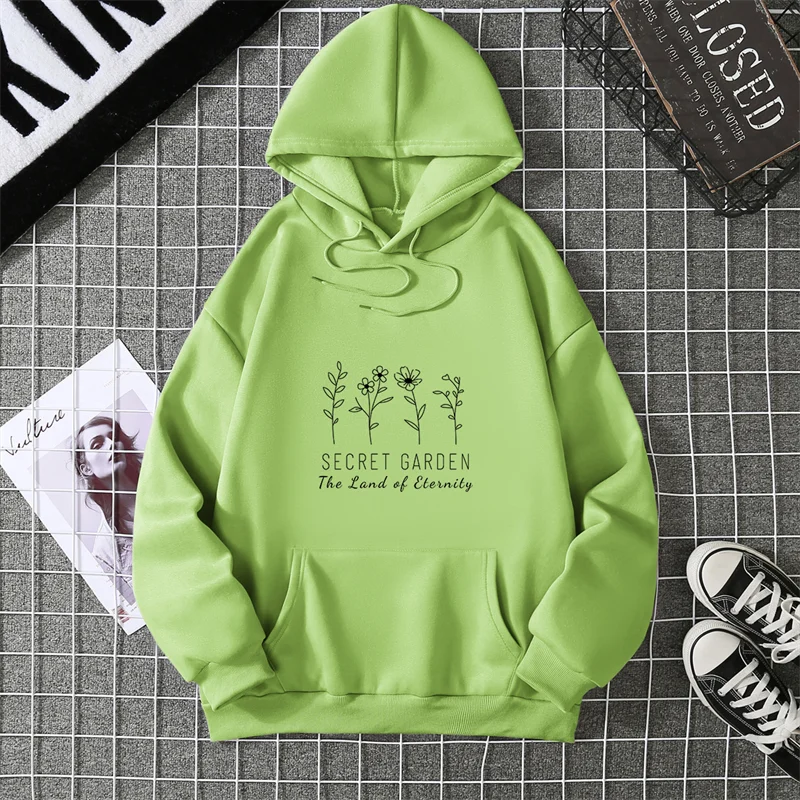 2025, großer Kapuzenpullover mit positiven Gedanken, niedlicher Wildblumen-Pullover mit inspirierendem Slogan, Vintage-Kapuzenpullover für psychische Gesundheit.