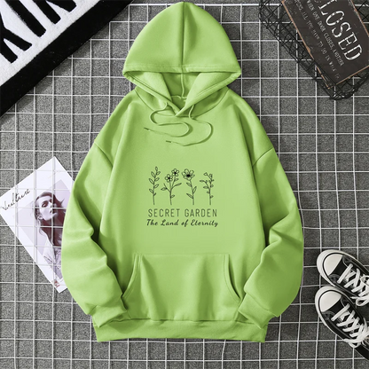 2025, großer Kapuzenpullover mit positiven Gedanken, niedlicher Wildblumen-Pullover mit inspirierendem Slogan, Vintage-Kapuzenpullover für psychische Gesundheit.