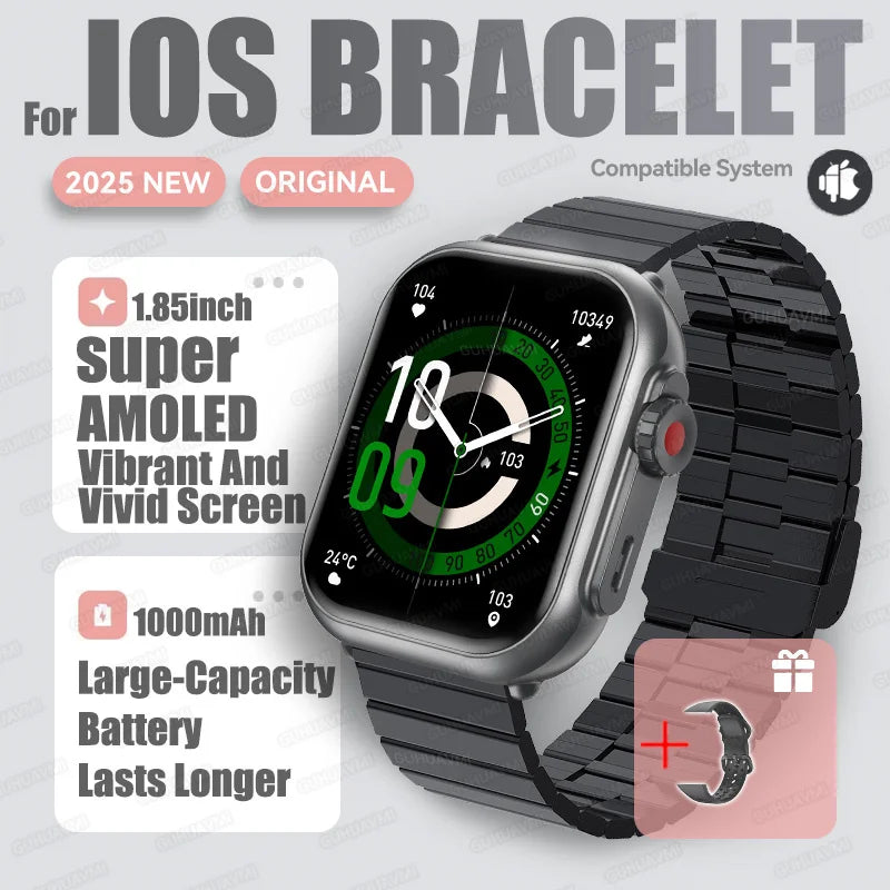 2025New For XIAOMI IOS Watch Ultra2 Smart Watches Women 1000mAh 1.85" AMOLED Full Touch Screen BT Call Ladies Fashion Smartwatch