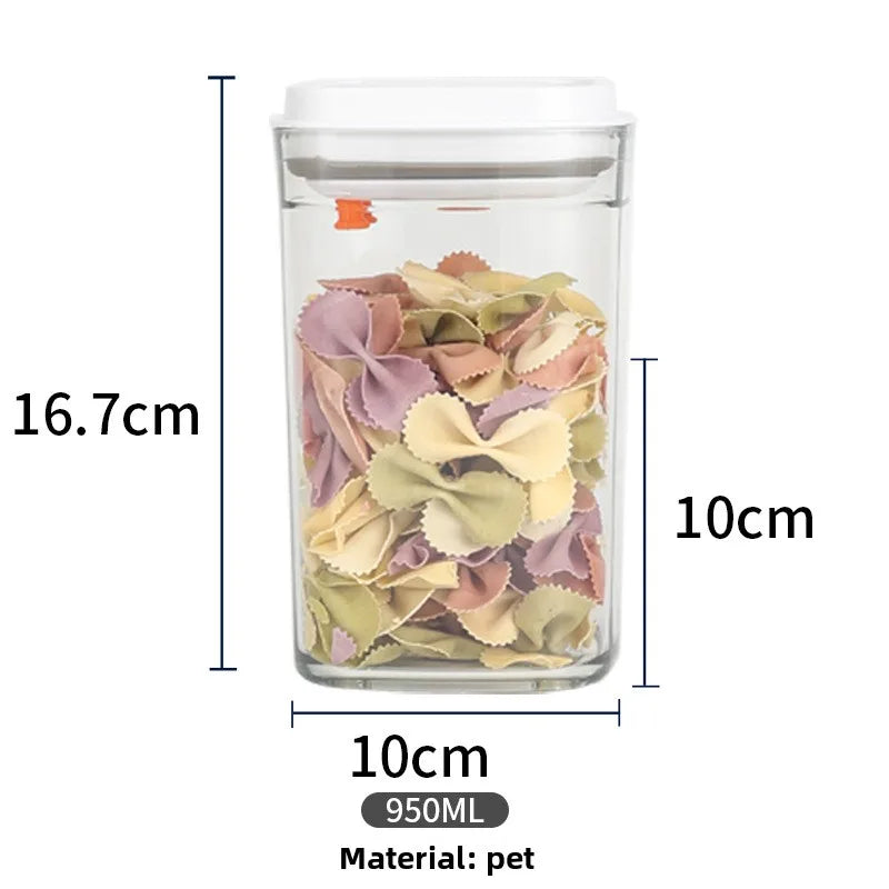 Square press storage tank sealed tank kitchen grains plastic candy jar fruit powder box transparent storage tank