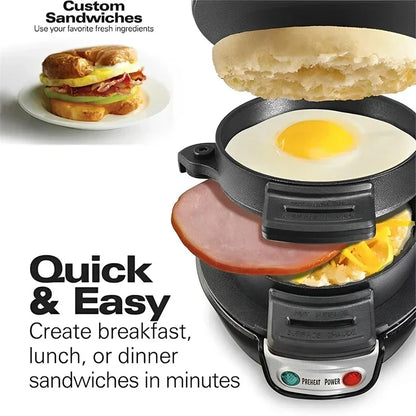 Household Breakfast Maker Machine Portable Mini Hamburg Sandwich Bread Toaster with Non Stick Egg Cooker Ring Waffle Machine.