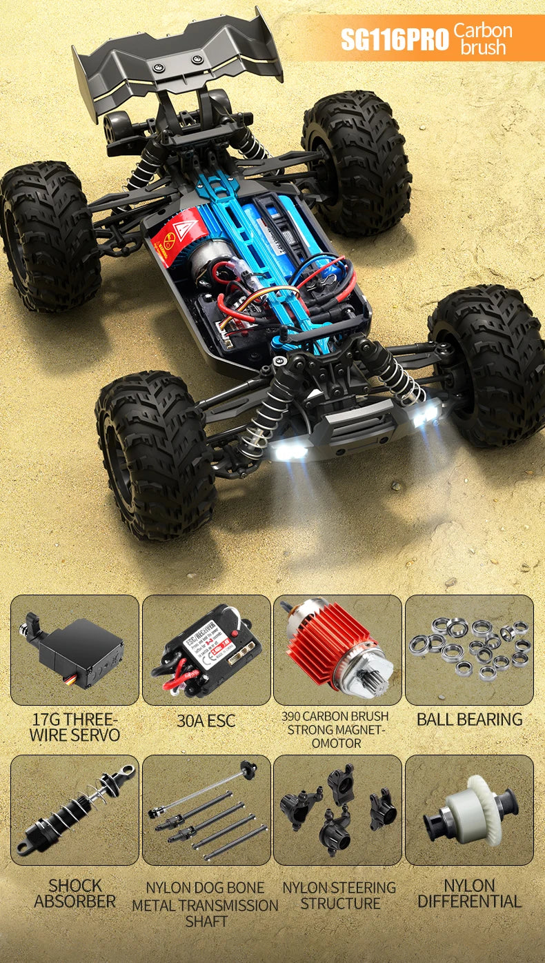 SG116 MAX 1:16 High Speed Drift Racing Car 80KM/H Brushless Motor 4WD SG316 MAX RC Off Road Car Monster Trucks Toy For Kids Gift.