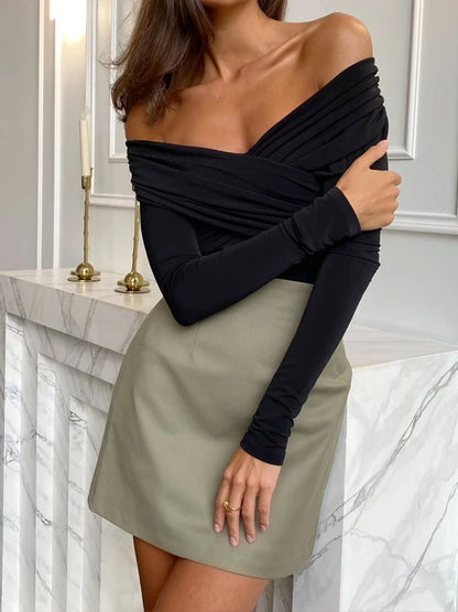 New Summer One Shoulder Jumpsuit Women‘s Bodysuit Long Sleeve Bodycon Tops Sexy Off Shoulder Skinny T-Shirts Playsuits for Women