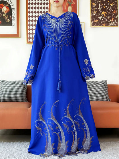 2025Fashion Dubai Diamond Muslim Women Modest Dress Elegant Arabic Femme Hijab Long Sleeve Chiffon Abaya Islamic Turkey Clothing.