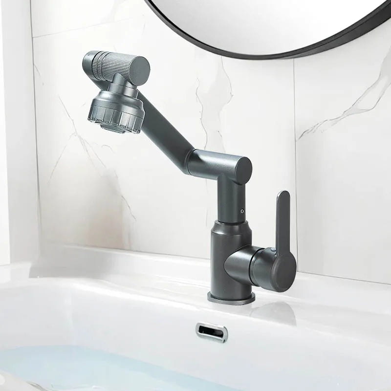 Basin Faucet 360° Rotate Bathroom Sink Mixer Cold Hot Tap Height Adjusted Multi Function Nozzle