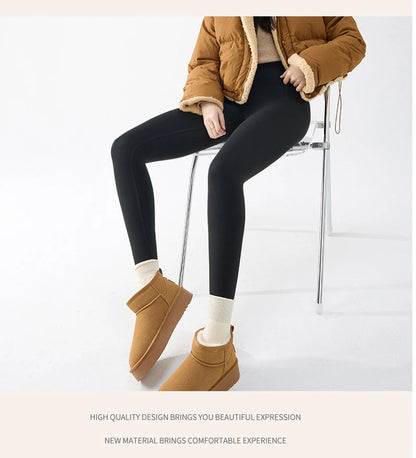 BIVIGAOS New Autumn Winter Cashmere Velvet Shark Leggings Women Red No-trace Thickened High Waist Butt Lifting Warm Leggings.