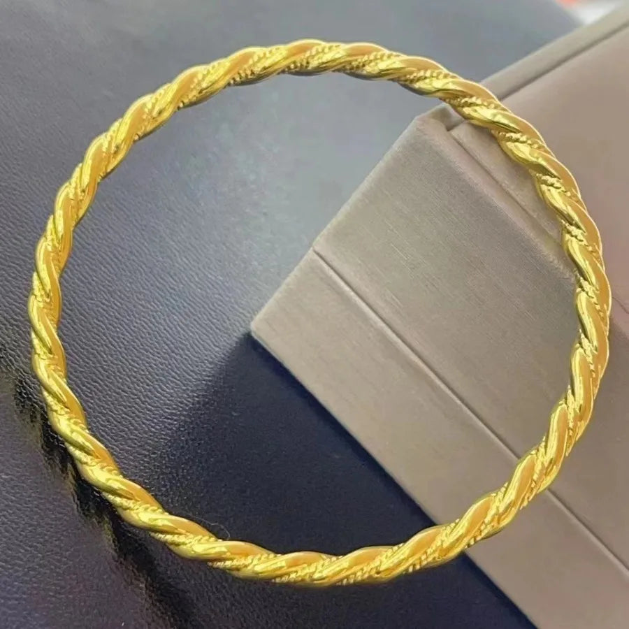 Real 18k Golden Fried Dough Twists Bracelet for Woman 18K No Demolding Fine Jewelry Luxury High-quality Bracelet.