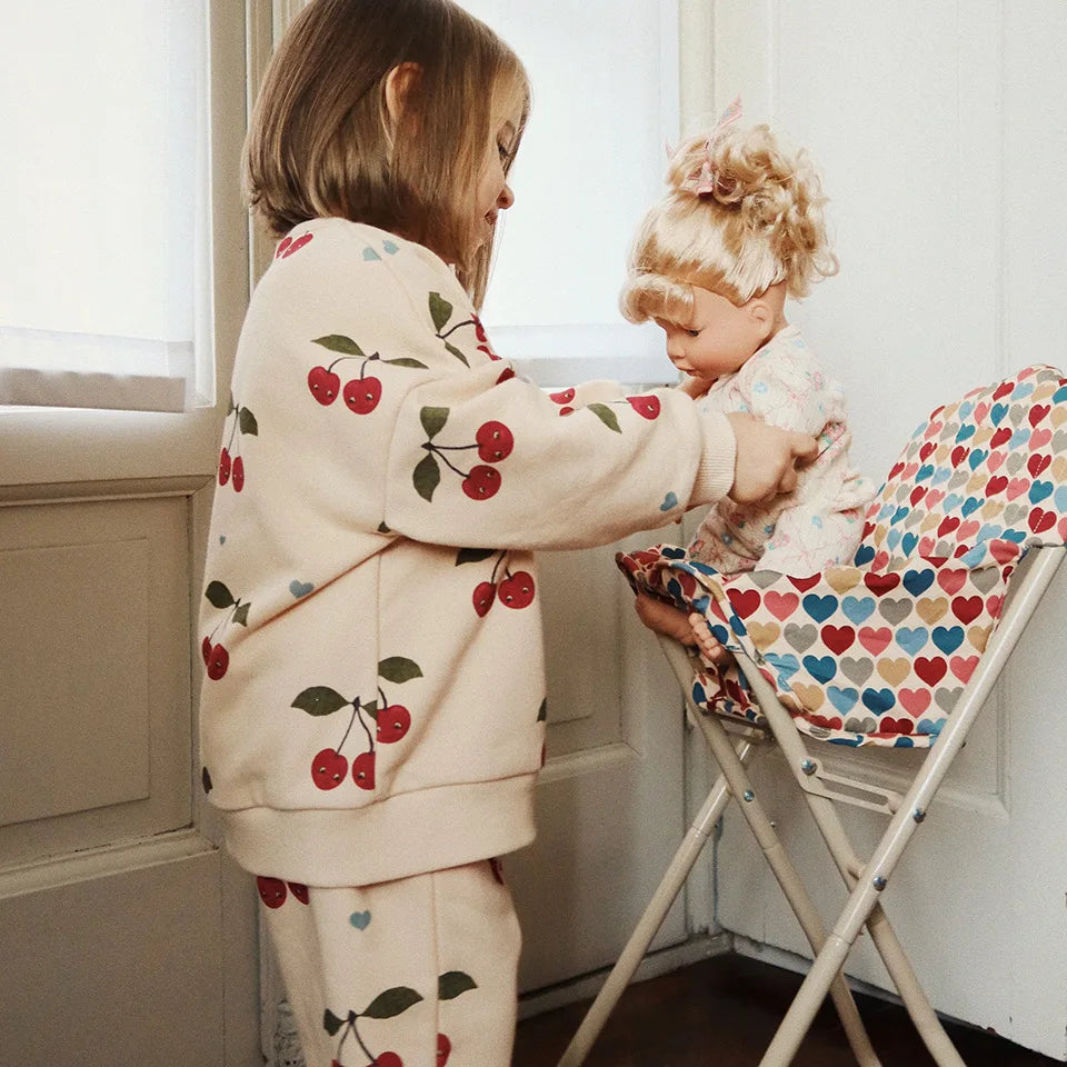 Konges Slojd AW Baby Girls Sweatshirts + Pants 2 Pcs Sets Lambswool Cherry Jackets Kids Clothes Girls Print Dresses Coats 1-9Yrs.