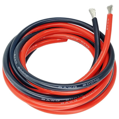 Silicone Cable Solar Panel Electrical Wire Heat Resistant Red Black 24 22 20 18 16 14 12 10 8 6 4 awg gauge for Car Auto Battery.