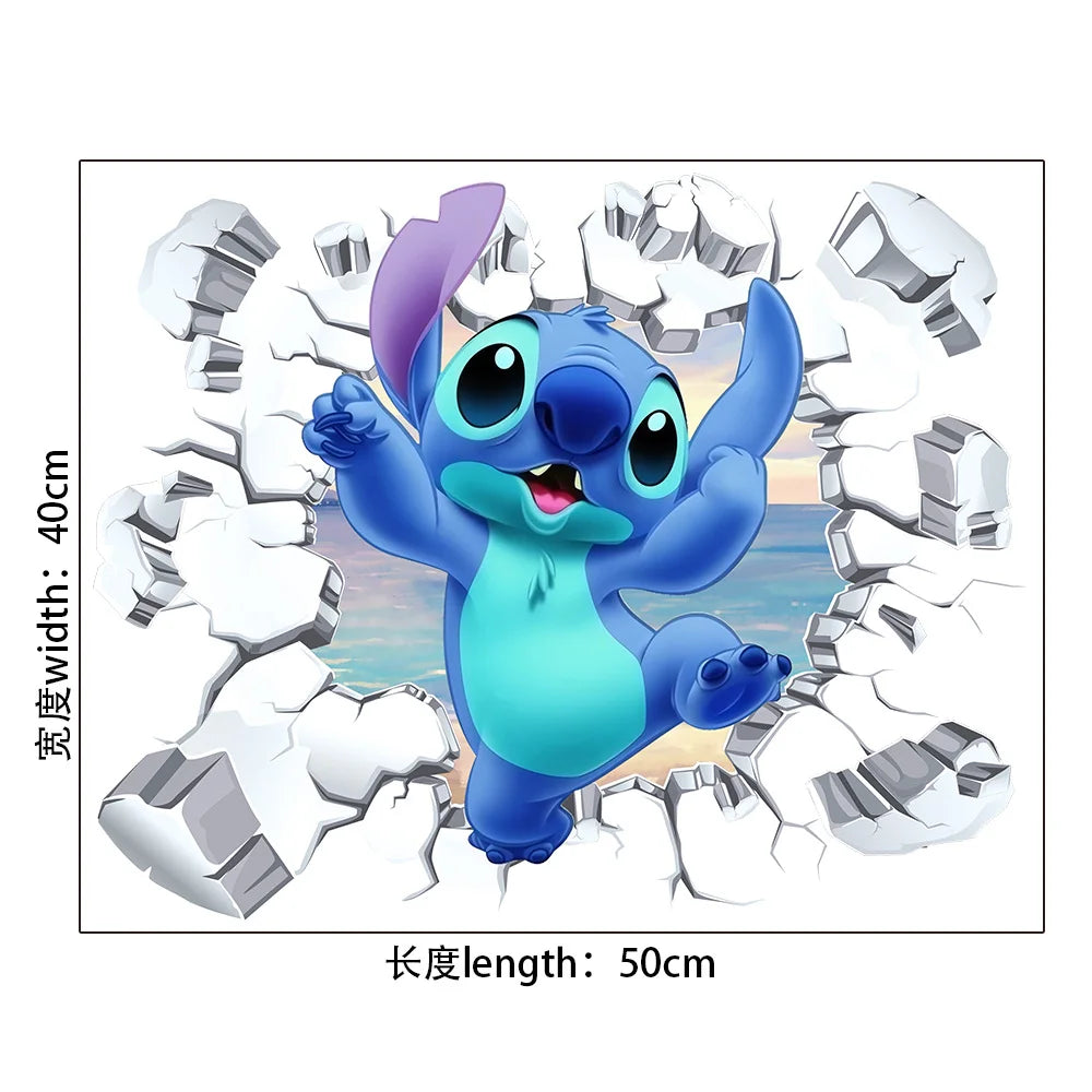 Cartoon Lilo & Stitch Baby Movies Wall Stickers For Kid's Room Kindergarten Living Room Bedroom Wall Decoration Animated Poster.