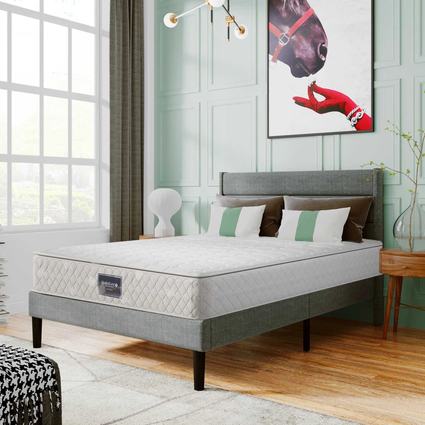 Federkernmatratze, 7 Zonen Kalschaummatratze, Taschenfeder, gesteppter Mikrofaserbezug, Härte H3, 25 cm Höhe