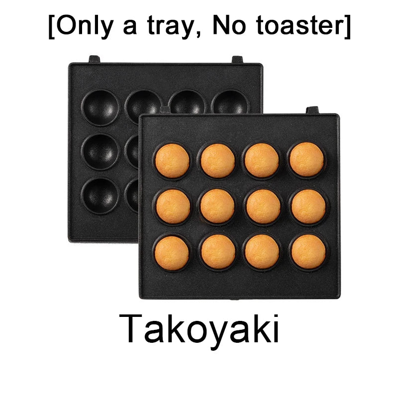 Electric Sandwich Maker Breakfast Machine Household Light Food Multi-Function Waffle Maker Takoyaki Toast Donut Pressure Toaster