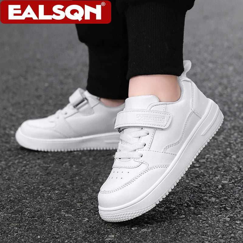 White Kids Sneakers Boys Sports Running Shoes Breathable Mesh Lightweight Comfortable Outdoor Tennis Casual Walking Shoes.