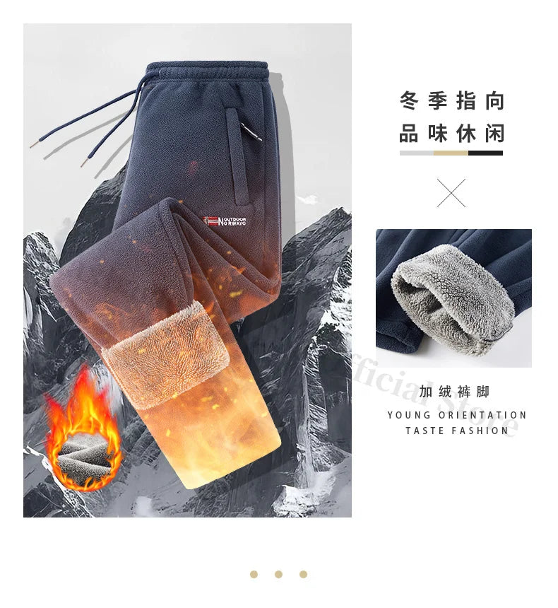 Winter Fleece Ski Pants Men's High Quality Extreme Cold Wool Thick Warm Trousers Women New 2025 Outdoor Camping Work Sweatpants.