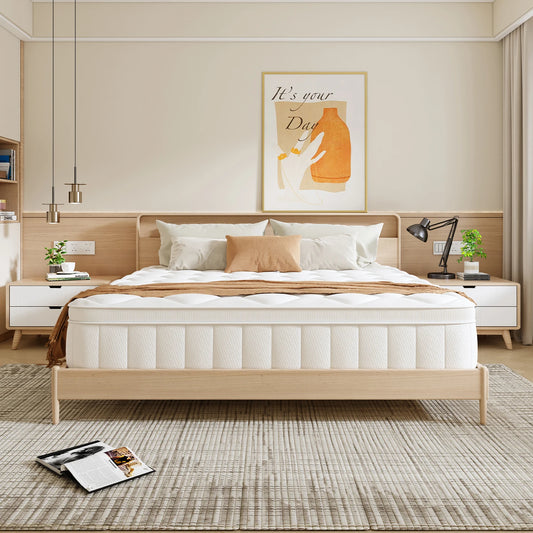 AUTHMIC 7-Zonen-Taschenfederkernmatratze, 25 cm dick, mittelfest, Hybrid, atmungsaktiv, Anti-Milben, geräuschlos, Bett für Erwachsene, Schlafunterstützung