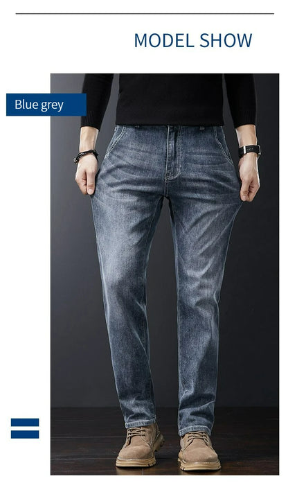 Autumn Winter Men's Fashion Casual Stretch Straight-leg  Jeans Men Streetwear Denim Jogger Pants Men Baggy Harem Jean Trousers