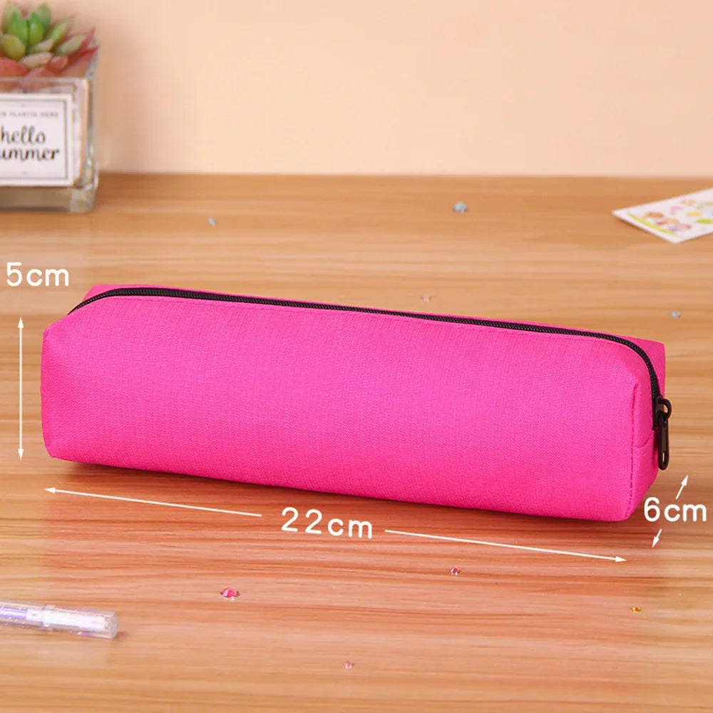 Solid Color Pencil Case Simple Pencil Bags For Student New Stationery School Supplies Kids Gift Zipper Big Cosmetic Bag.