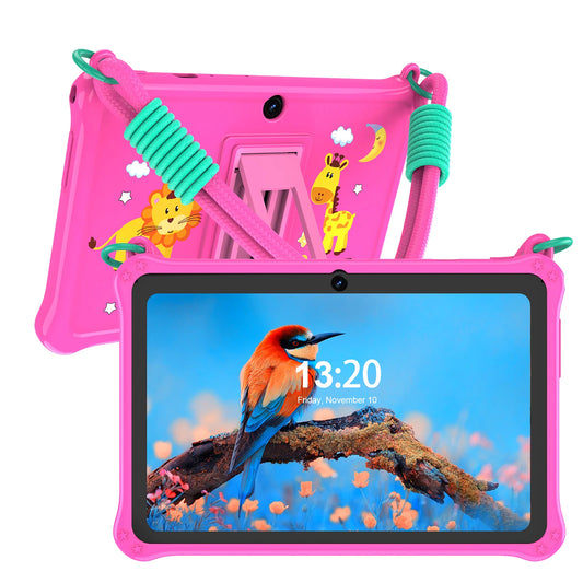 PRITOM Kids Tablet 7 inch Android 13 4GB (2+2 expandable) RAM 32GB ROM WiFi Bluetooth Learning Software Installed with Lanyard.