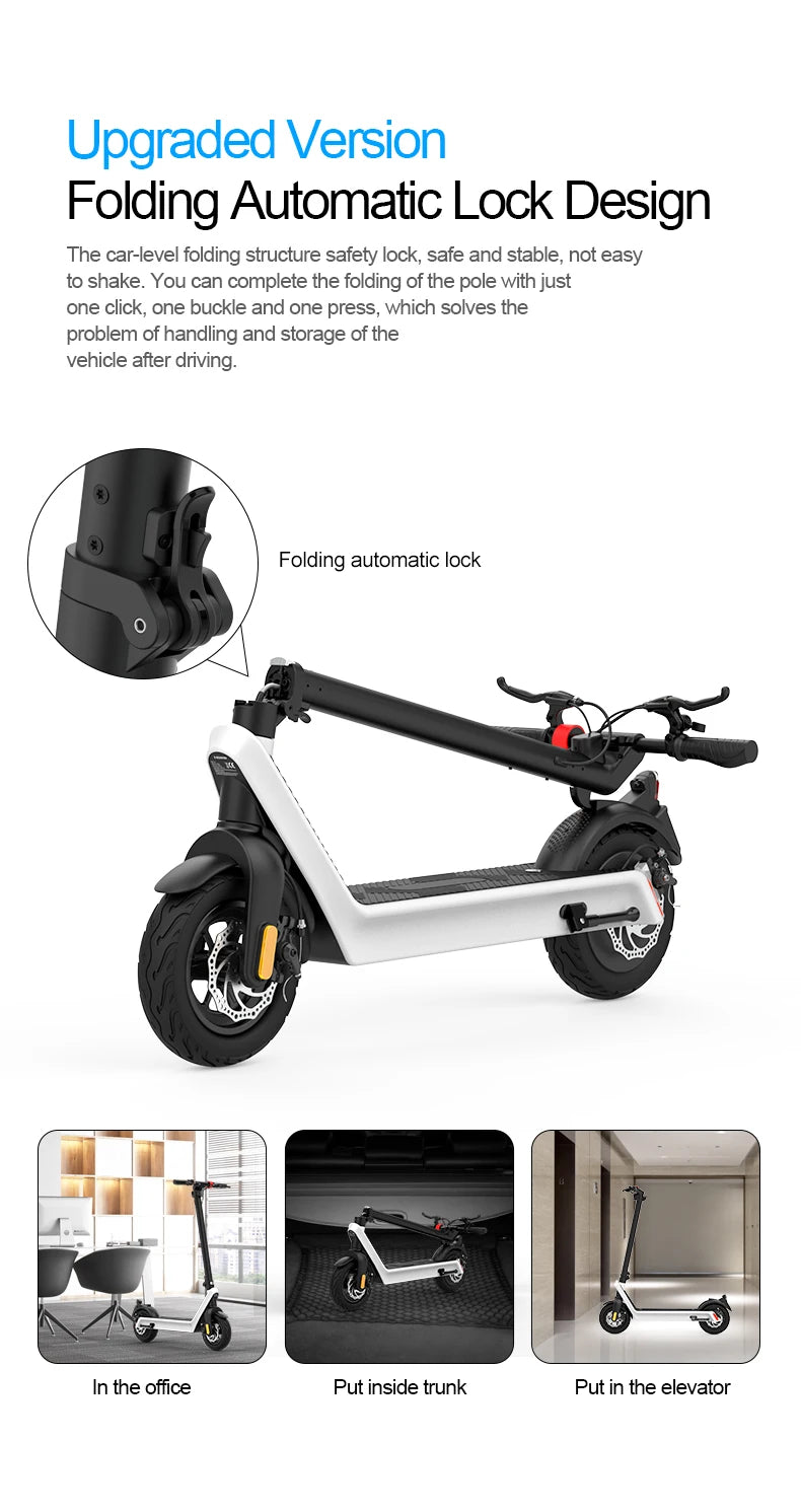 HX X9 plus Folding Electric Scooter 500W 36V15.6Ah 10-inch Tire Lightweight E-Scooter Adult Urban Commuting EScooter.