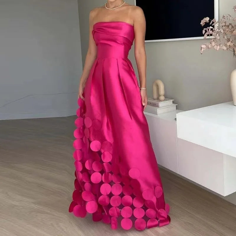 Sexy, elegant, schulterfrei, Satin, gespleißt, aushöhlen, Partykleid, Damen, Sommer, rückenfrei, rot, schick, Bankett-Abendkleider, 2025, neu.