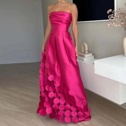 Sexy, elegant, schulterfrei, Satin, gespleißt, aushöhlen, Partykleid, Damen, Sommer, rückenfrei, rot, schick, Bankett-Abendkleider, 2025, neu.